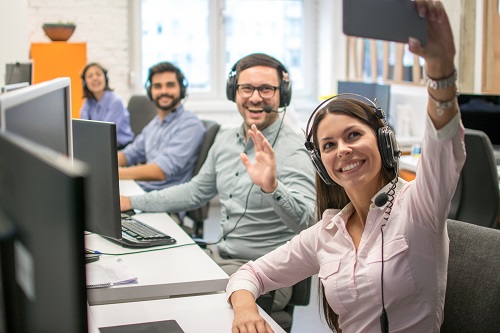 4 Happy Call Centre Staff